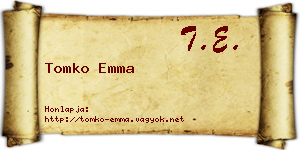 Tomko Emma névjegykártya